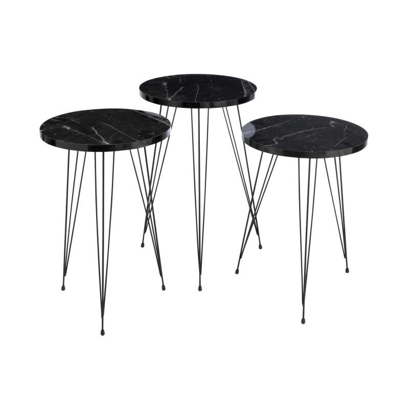 Lot de 3 Tables d'Appoint 'Célia' 56cm Noir