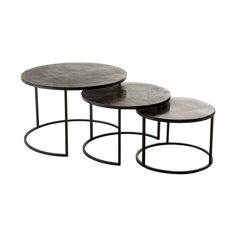 Paris Prix - Lot de 3 Tables Gigognes 'Oxidize' 80cm Noir