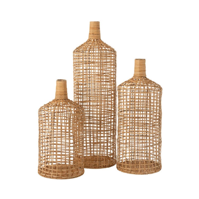 Paris Prix - Lot de 3 Vases Déco 'Bambou' 80cm Naturel