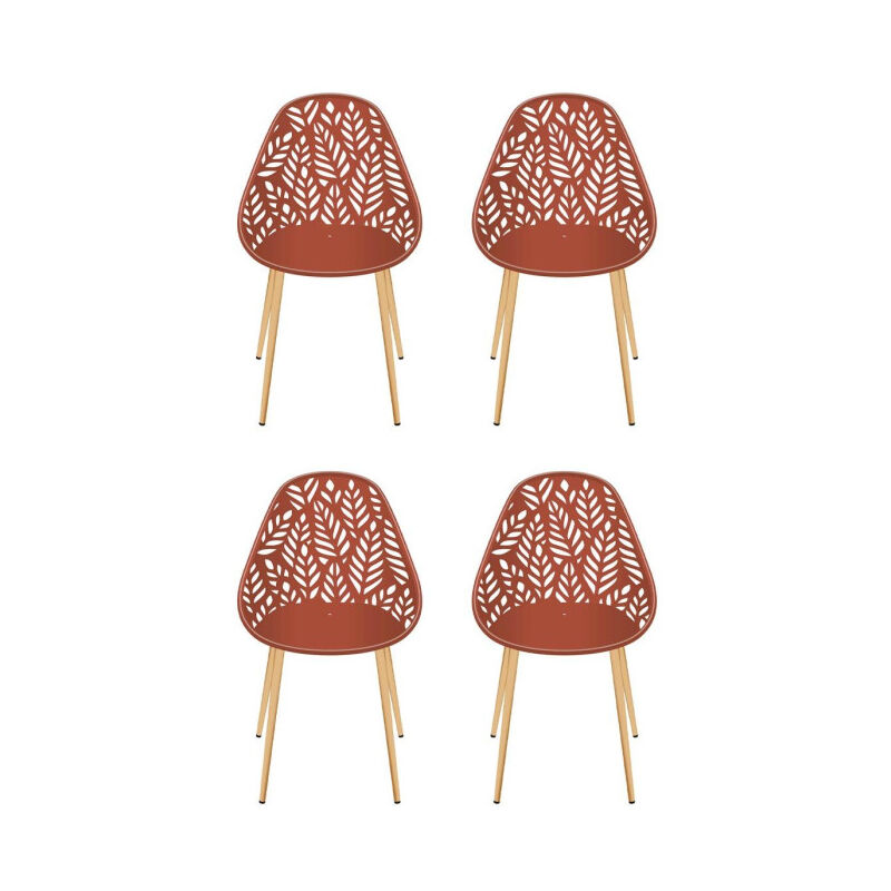 Paris Prix – Lot de 4 chaises de jardin Lucena 83cm – Terracotta – 60% polypropylène et 40% métal – Design ajouré pour confort optimal Paris Prix – Lot de 4 chaises de jardin Lucena 83cm – Terracotta – 60% polypropylène et 40% métal – Design ajouré pour confort optimal