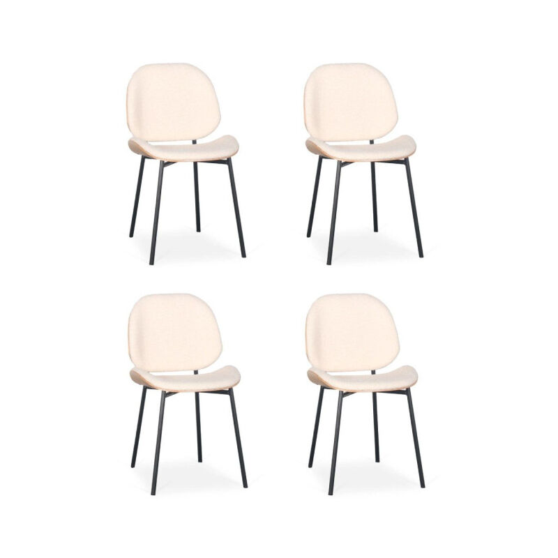 Paris Prix - Lot de 4 Chaises Design Bouclette 'Vincent' 80cm Crème