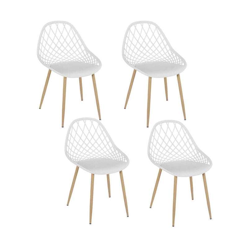 Lot de 4 Chaises Design "Malaga" 80cm Blanc