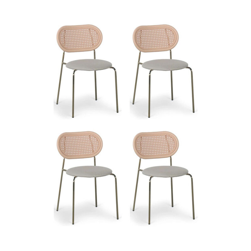 Lot de 4 Chaises Empilables Tissu 'Kane' 84cm Beige