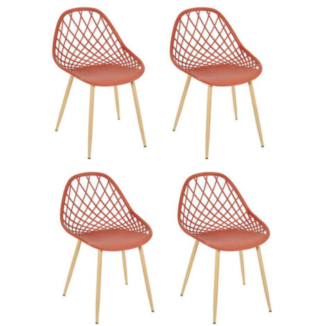 Paris Prix – Lot de 4 chaises Malaga 80cm – Polypropylène et métal – Couleur terracotta – Confort optimal pour intérieur et extérieur