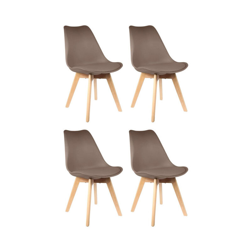 Lot de 4 Chaises Scandinave "Coquil" 81cm Taupe