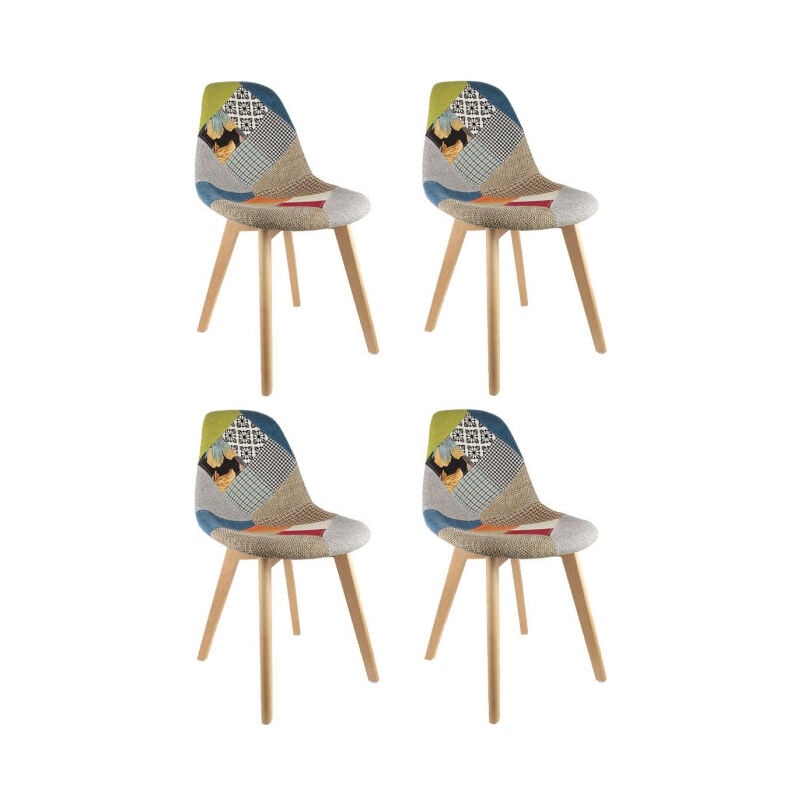 Paris Prix - Lot de 4 Chaises Scandinave 'Patchwork' 86cm Multicolore
