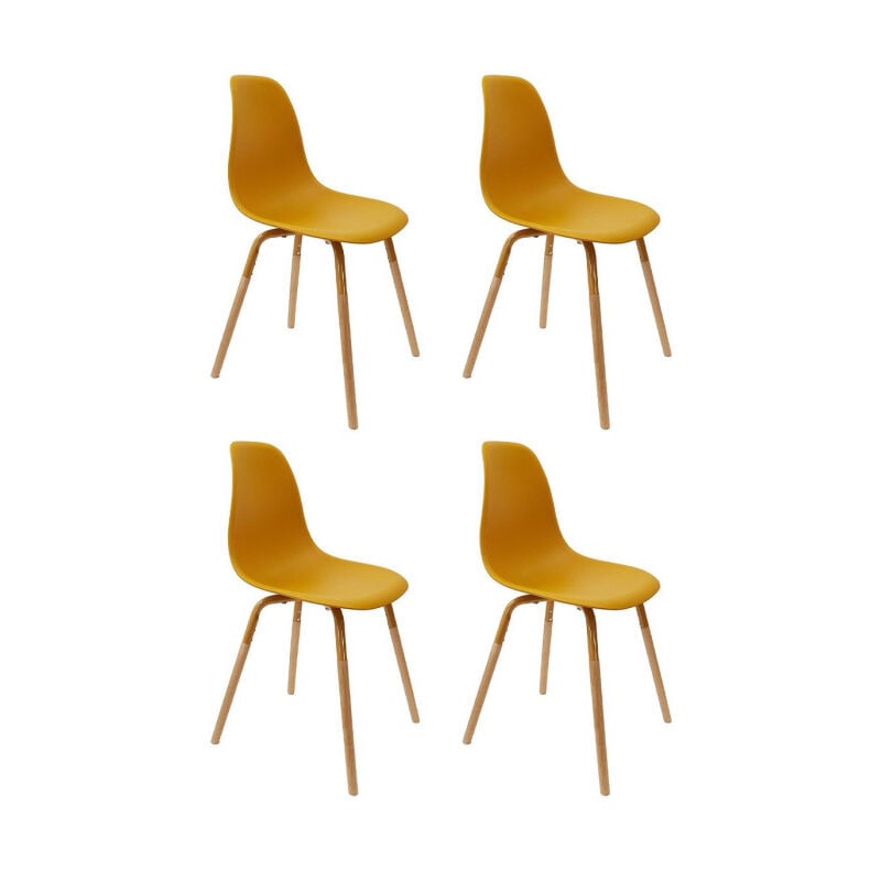 Paris Prix - Lot de 4 Chaises Scandinaves 'Phénix' 81cm Moutarde