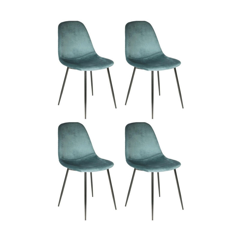 Paris Prix - Lot de 4 Chaises Velours 'Giulia' 85cm Bleu Canard