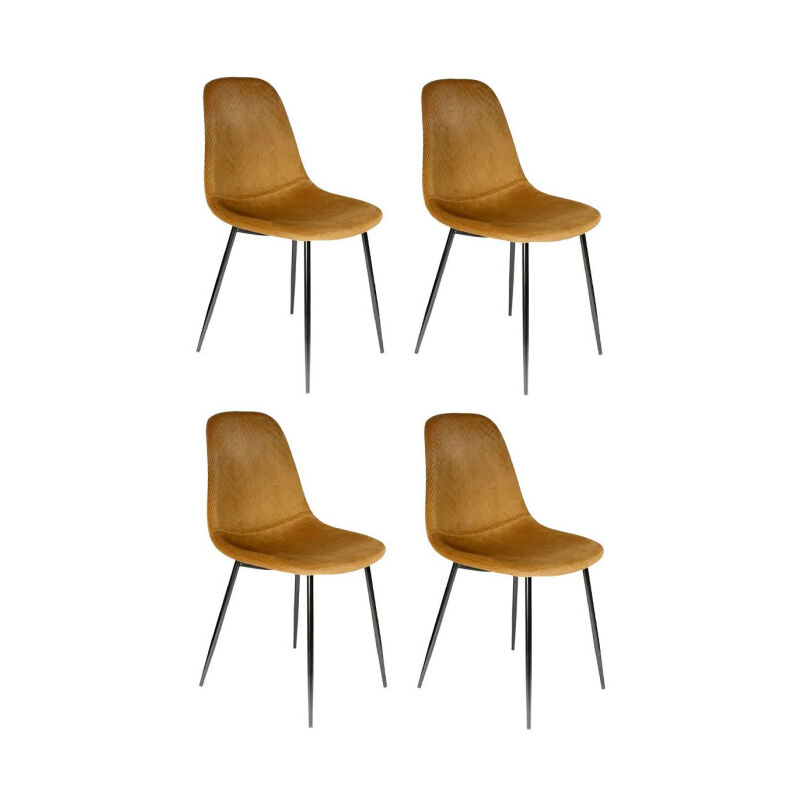 Paris Prix - Lot de 4 Chaises Velours 'Giulia' 85cm Moutarde