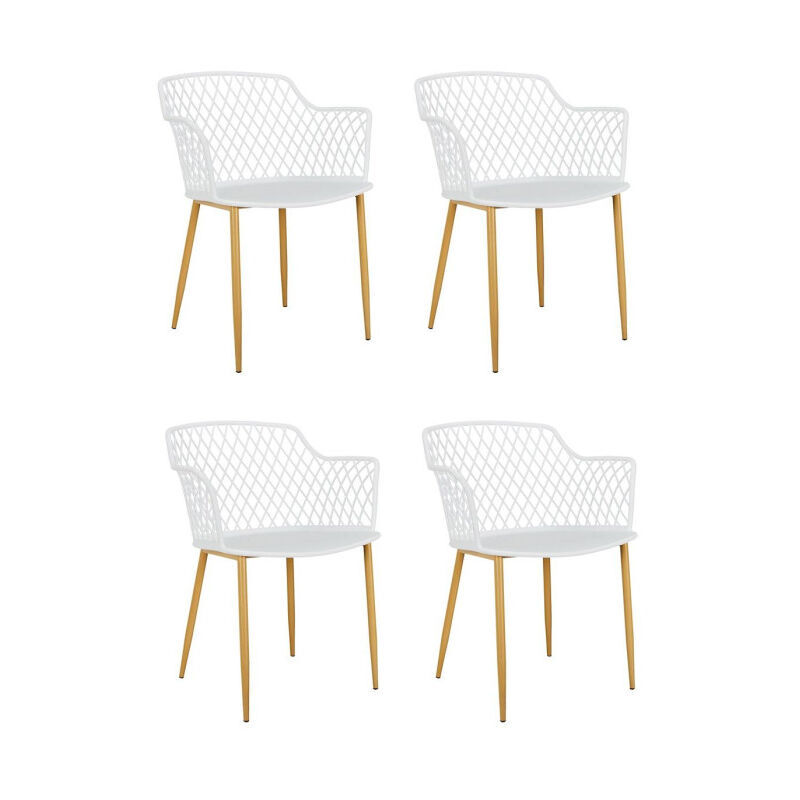 Paris Prix - Lot de 4 Fauteuils Design 'Malaga' 80cm Blanc