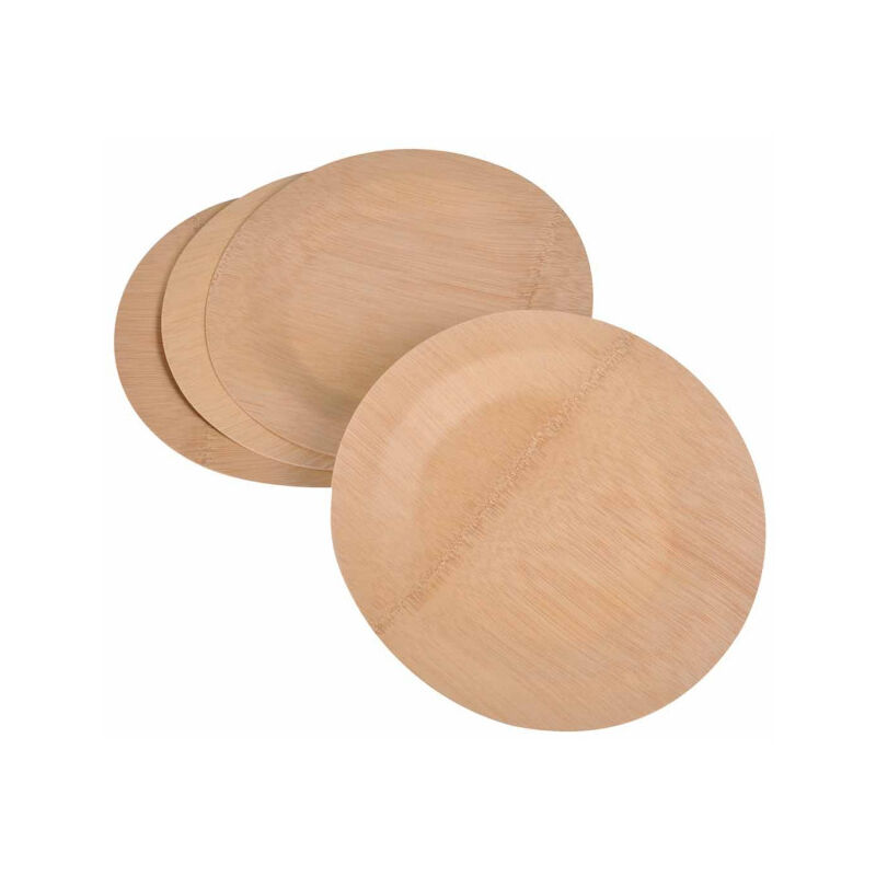 Paris Prix - Lot De 4 Plateaux Ronds bambou 28cm Naturel