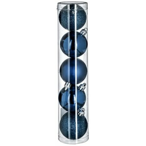 Paris Prix - Lot De 5 Boules De Noël colorama 5cm Bleu Nuit