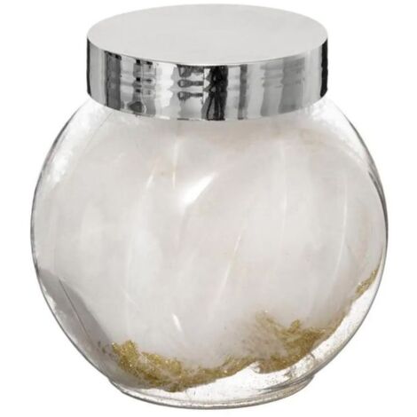 Paris Prix - Lot De 50 Plumes Déco bocal 10cm Blanc & Or