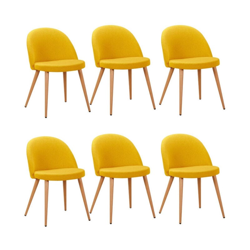 Paris Prix - Lot de 6 Chaises Scandinaves Tissu 'Morro' 78cm Jaune