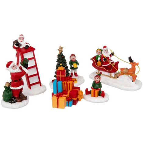 Paris Prix - Lot De 6 Personnages Village De Noël laponie 23cm Multicolore