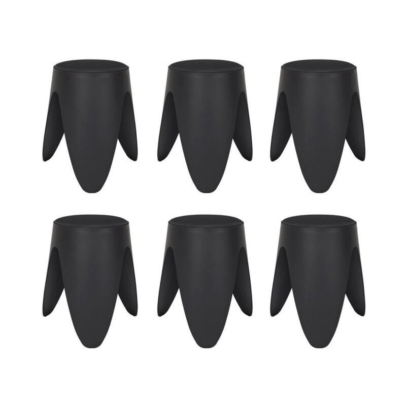Paris Prix - Lot de 6 Tabourets Empilables 'Eve' 46cm Noir