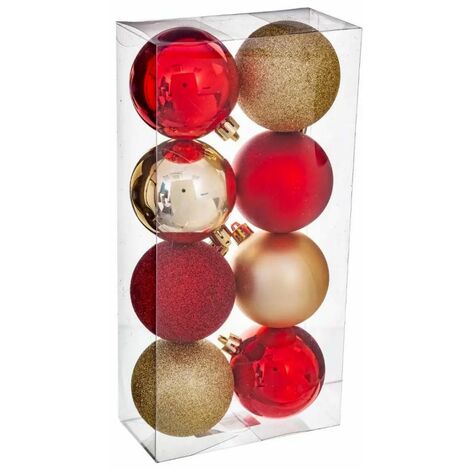 Paris Prix - Lot De 8 Boules De Noël colorama 7cm Rouge & Or