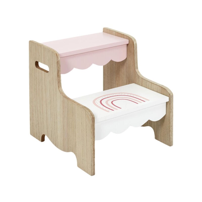 Paris Prix - Marchepied pour Enfant 'Fille' 33cm Rose & Blanc