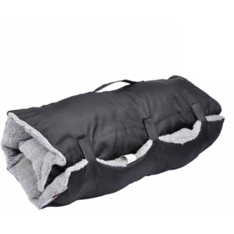 Paris Prix – Matelas de voyage pour chien 80cm – Anti-tâches – Textile noir et gris – Confortable et facile à nettoyer