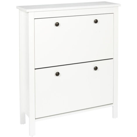Paris Prix – Meuble à chaussures 92cm blanc – Bois et contreplaqué – 2 portes pour 12 paires – Rangement élégant pour hall ou chambre