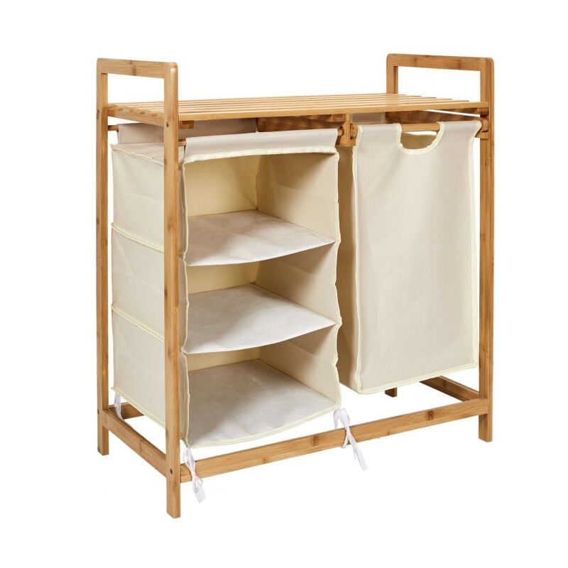 Paris Prix - Meuble à Linge Rangements 'Bambou' 77cm Beige