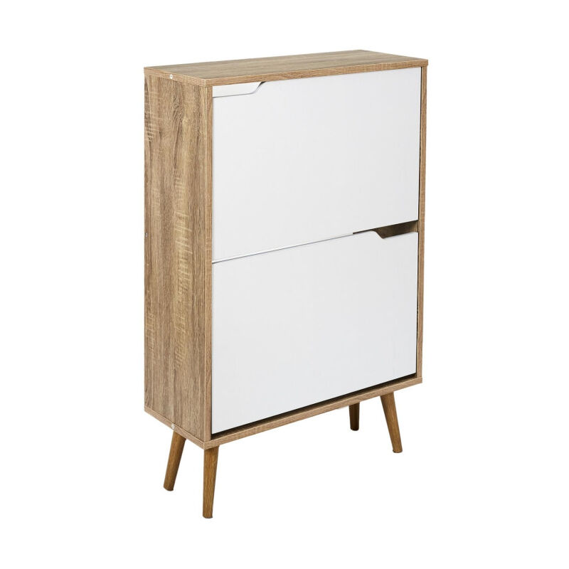 Paris Prix - Meuble à Chaussures '2 Portes' 91cm Blanc & Naturel