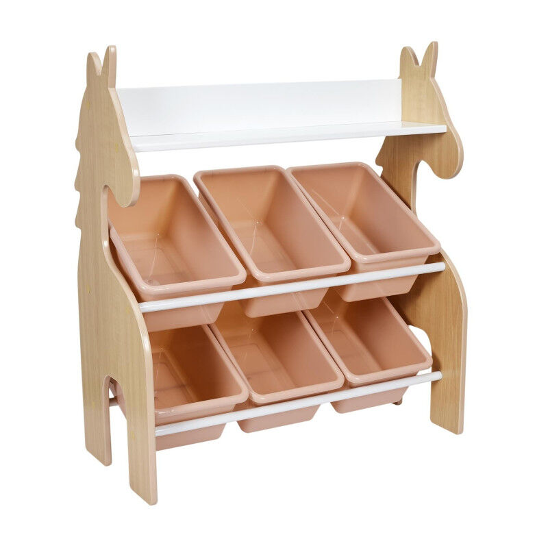 Meuble de Rangement 6 Bacs "Licorne" 71cm Rose