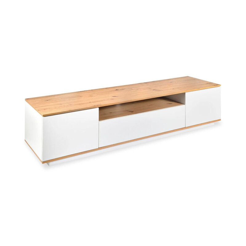 Paris Prix - Meuble tv 3 Portes 'Tania' 180cm Blanc & Naturel