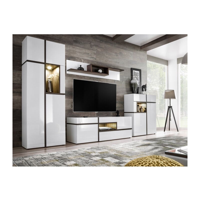 Ensemble Meuble tv Design 'Cross' 330cm Blanc
