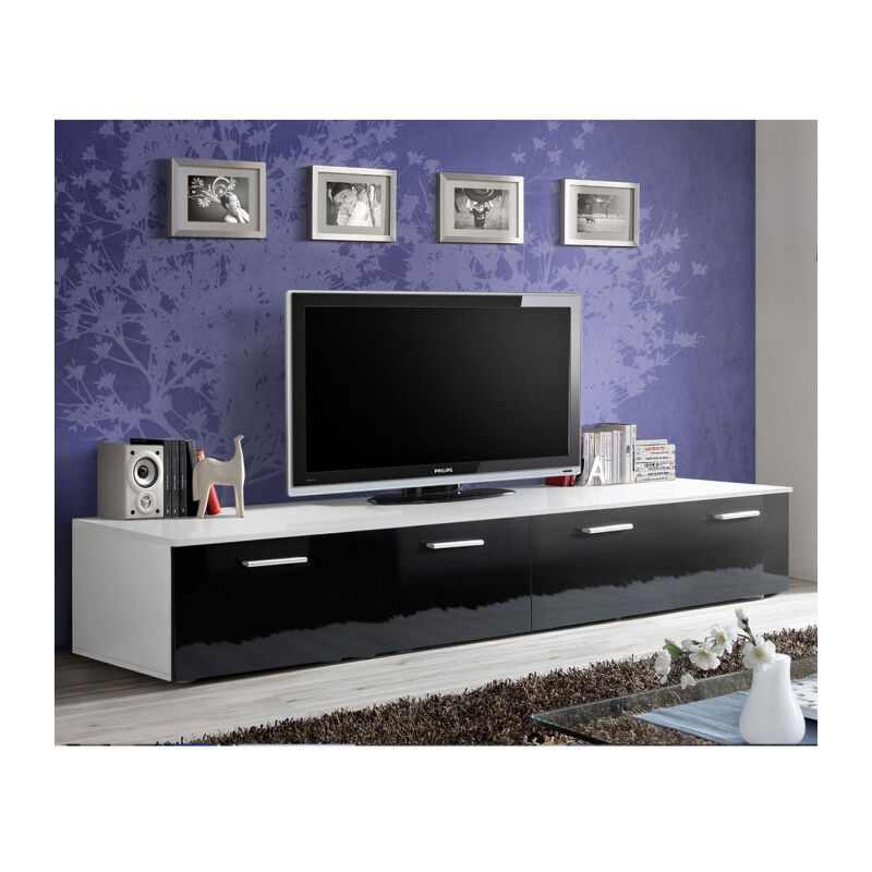 Meuble Tv Design duo 200cm Noir & Blanc - Paris Prix