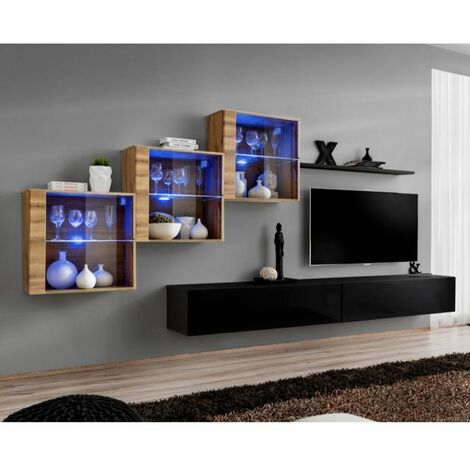 Creative Deco Vitrine Murale Petite Etagere Bois Noire