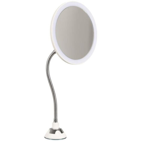 Paris Prix – Miroir grossissant flexible lumineux 30cm – Grossissement x5 – Rotatif 360° – Ventouse tout support – ABS et plastique