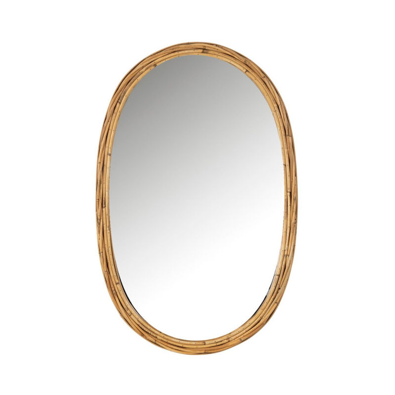 Miroir Mural Ovale en Rotin 'Avocado' 95cm Naturel