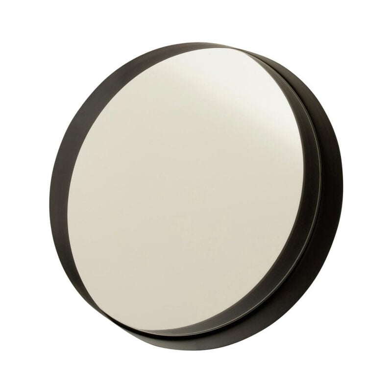 Paris Prix - Miroir Mural Rond Déco 'Bord Métal' 40cm Noir