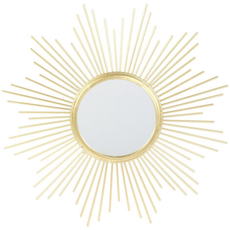 Paris Prix – Miroir mural soleil 32cm – Métal et verre – Design élégant en or – Décoration intérieure moderne