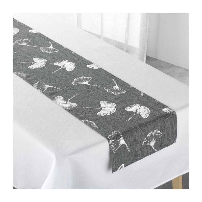 Paris Prix - Nappe & Chemin de Table 'Euphoria' 140x250cm Gris & Argent