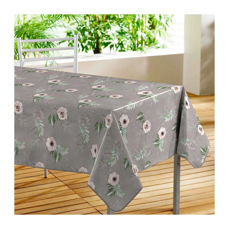 Nappe Toile Cirée 'Anémone' 140x240cm Gris Nappe Toile Cirée 'Anémone' 140x240cm Gris