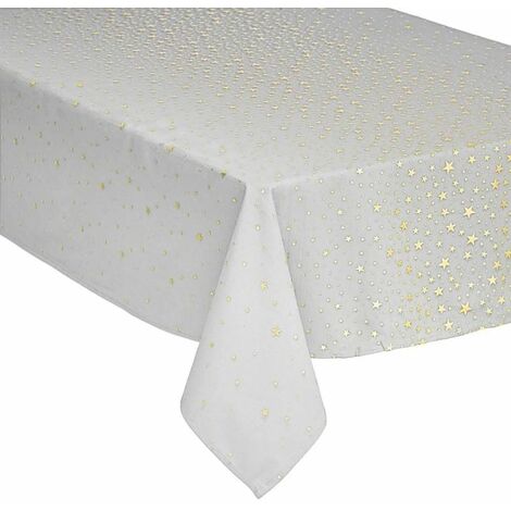 Paris Prix - Nappe Imprimée étoiles colorama 140x240cm Blanc