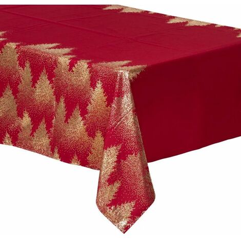 Paris Prix - Nappe Imprimée Sapin colorama 140x240cm Rouge