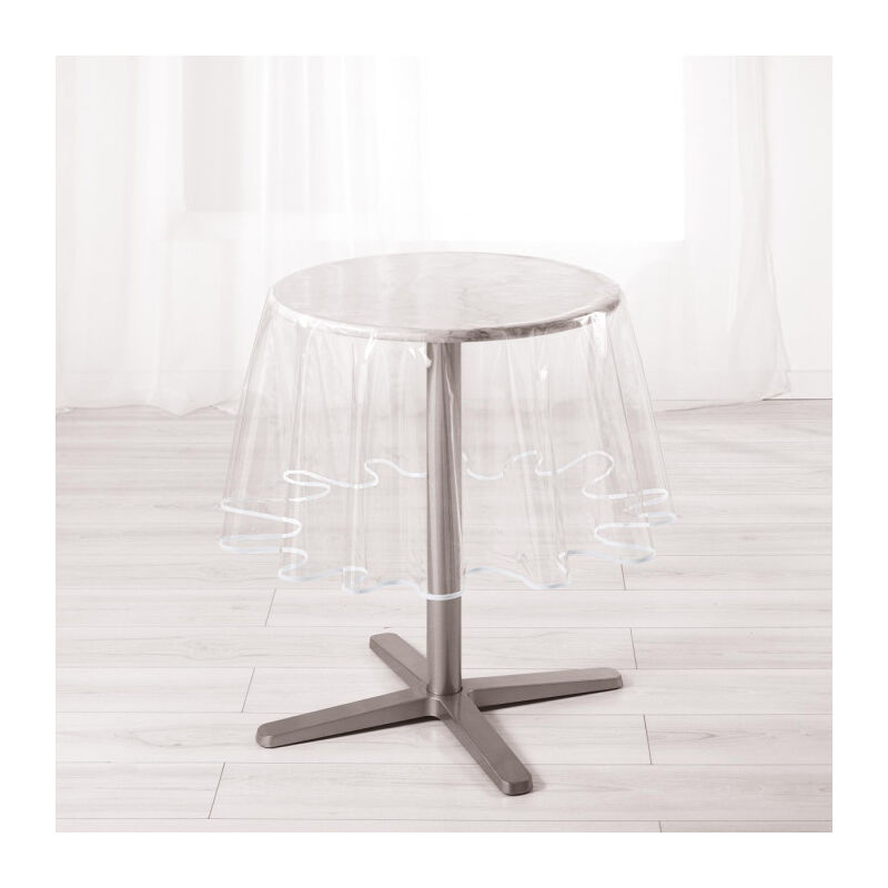 Nappe Ronde Cristal 'Garden' 180cm Transparent & Blanc