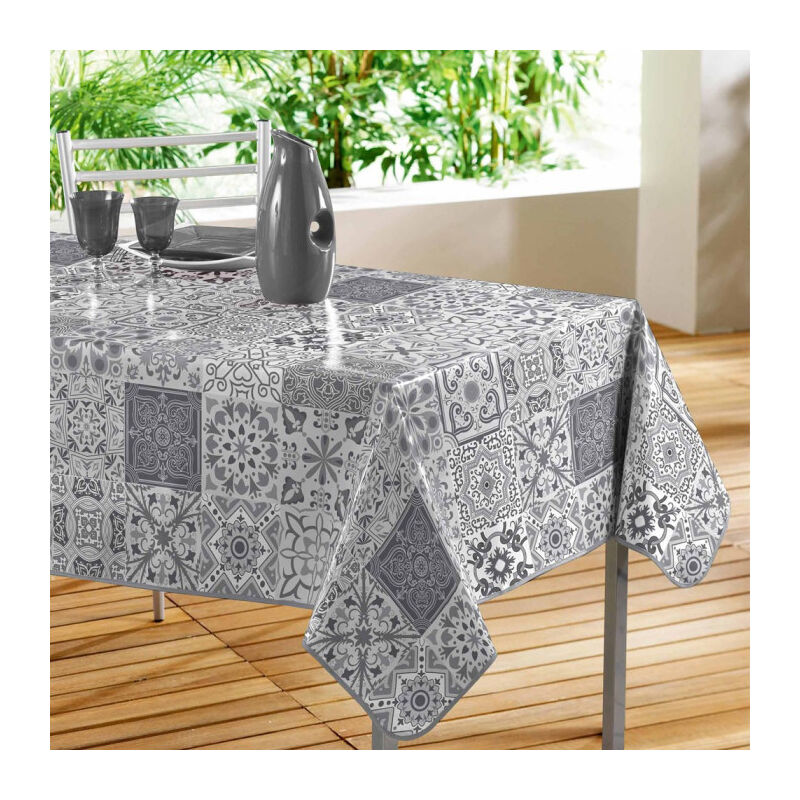 Nappe Toile Cirée 'Persane' 140x240cm Gris Nappe Toile Cirée 'Persane' 140x240cm Gris