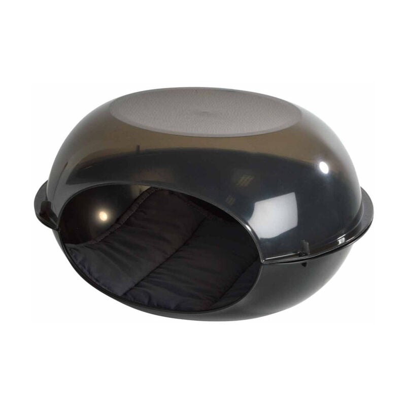 Paris Prix - Niche pour Chien & Coussin 'Dôme' 57cm Noir Fumé