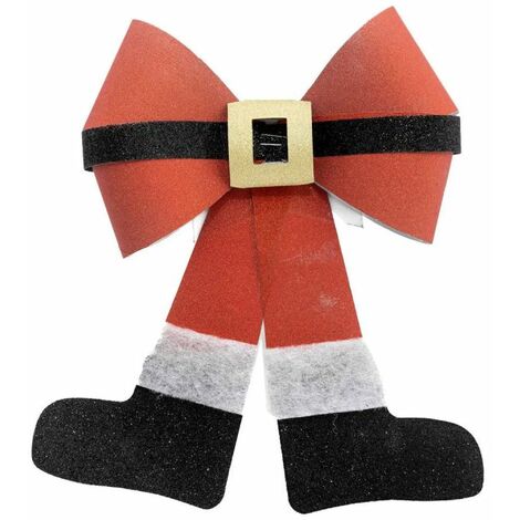 Paris Prix - Nœud Déco père Noël 30cm Rouge & Blanc