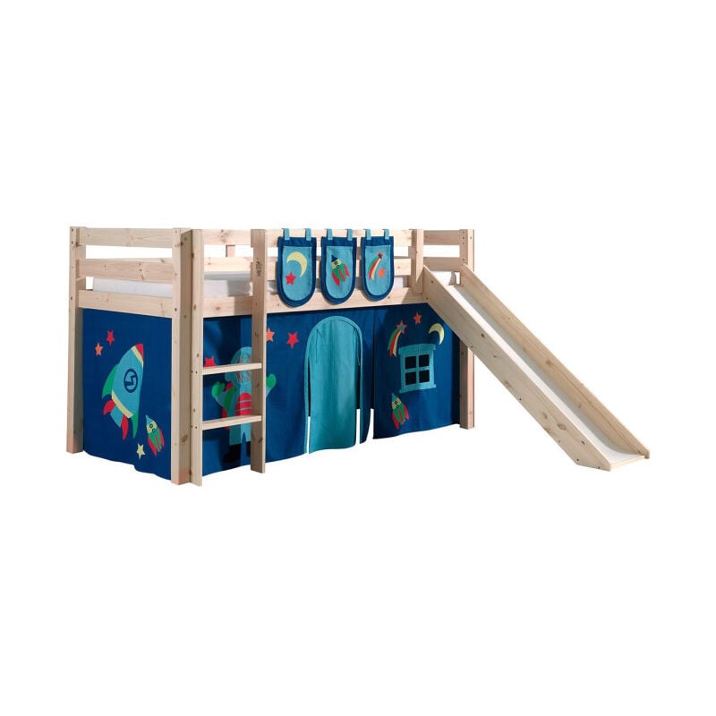 Paris Prix - Pack - Lit Enfant Toboggan, Tente & 3 Pochettes 'Pino Astronaute ii' Naturel