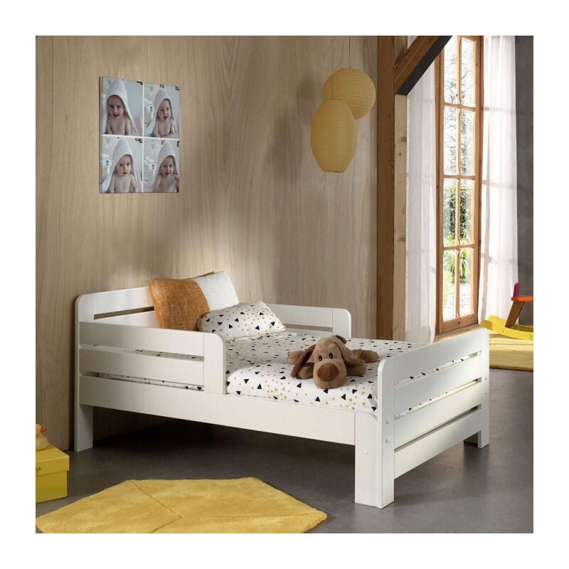 Paris Prix - Pack - Lit Évolutif & Matelas Enfant 'Jumper' 90x140cm Blanc