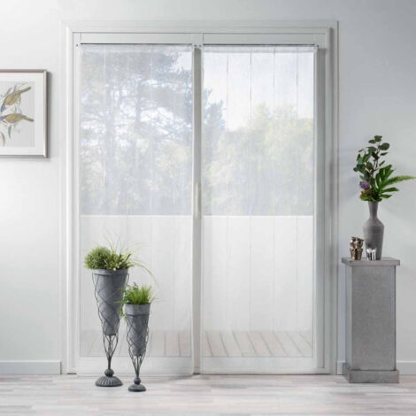 Paris Prix – Paire de voilages 70x200cm en polyester blanc – Décoratif à passants pour luminosité et intimité – Compatible avec tringles variées