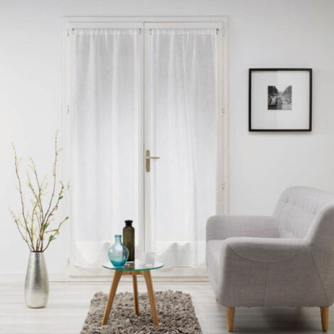 Paris Prix – Paire de voilages 70x200cm en polyester blanc – Lot de 2 – Fixation à passe-tringle – Élégance moderne pour fenêtres