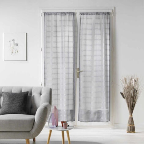 Paris Prix – Paire de voilages passe-tringle 70x200cm en polyester gris – Lot de 2 – Fixation passe tringle pour décoration intérieure