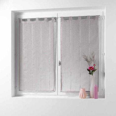 Paris Prix – Paire de voilages décoratifs 90x120cm en polyester taupe – Fixation à passants – Touche douce et tendance pour intérieur