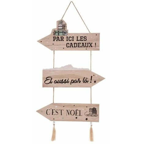 Paris Prix - Pancarte Murale Cadeau marron Glacé 59cm Naturel